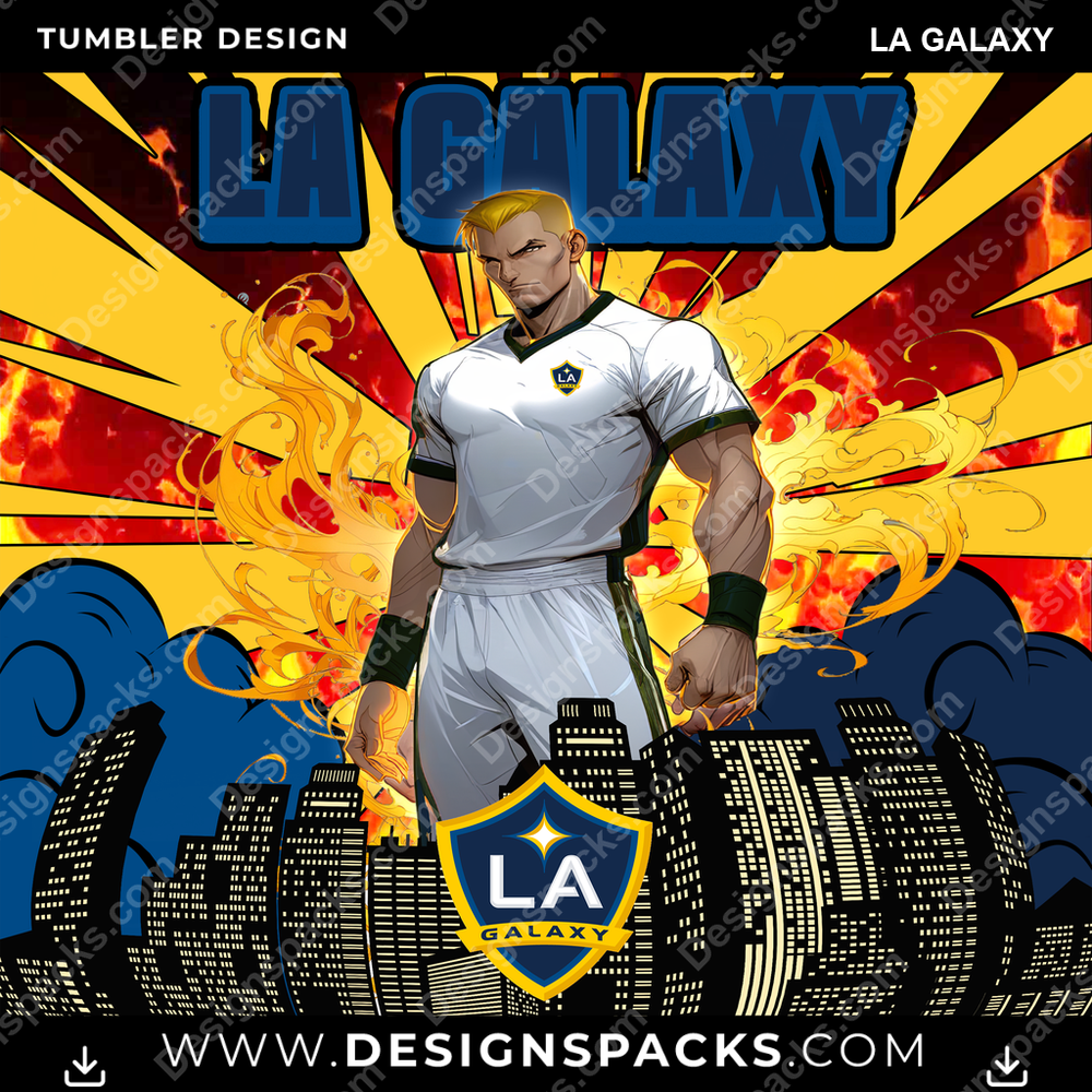 US Soccer Comic Cover LA Galaxy Tumbler Digital Wrap Design