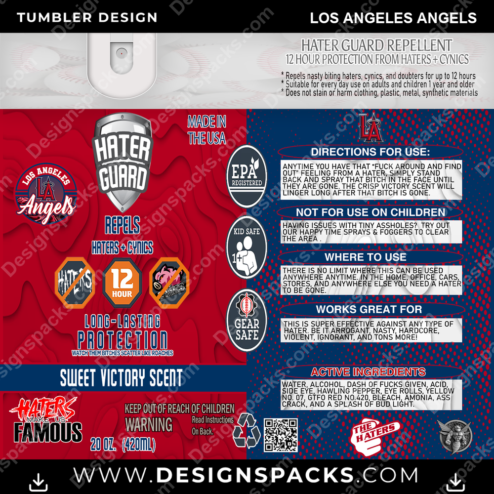 Baseball Hater Guard Los Angeles Angels MLB Baseball Tumbler Digital Wrap Design Download
