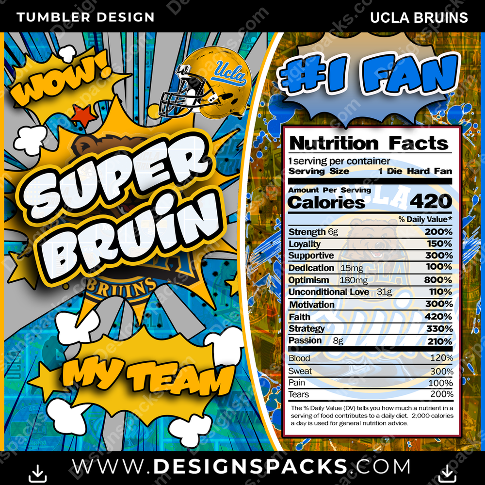 College Sport Super Team UCLA Bruins Tumbler Digital Wrap Design