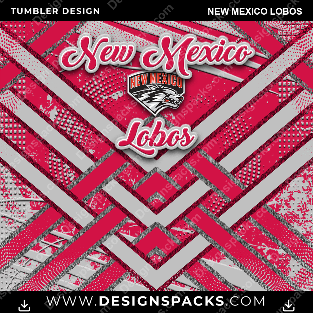 College Sport Glitter Stripe New Mexico Lobos NCAA College Sport Tumbler Digital Wrap Design Download