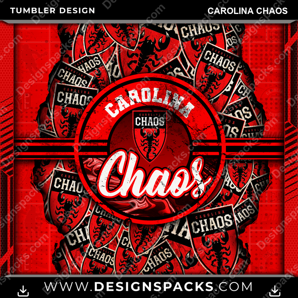 Lacrosse Ripped Carolina Chaos Tumbler Digital Wrap Design
