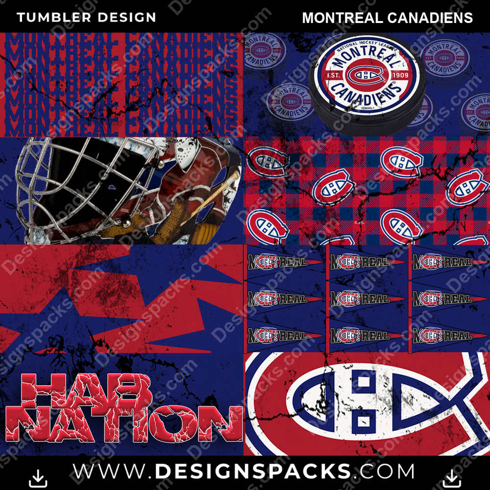 Hockey Distressed BG Montreal Canadiens NHL Hockey Tumbler Digital Wrap Design Download