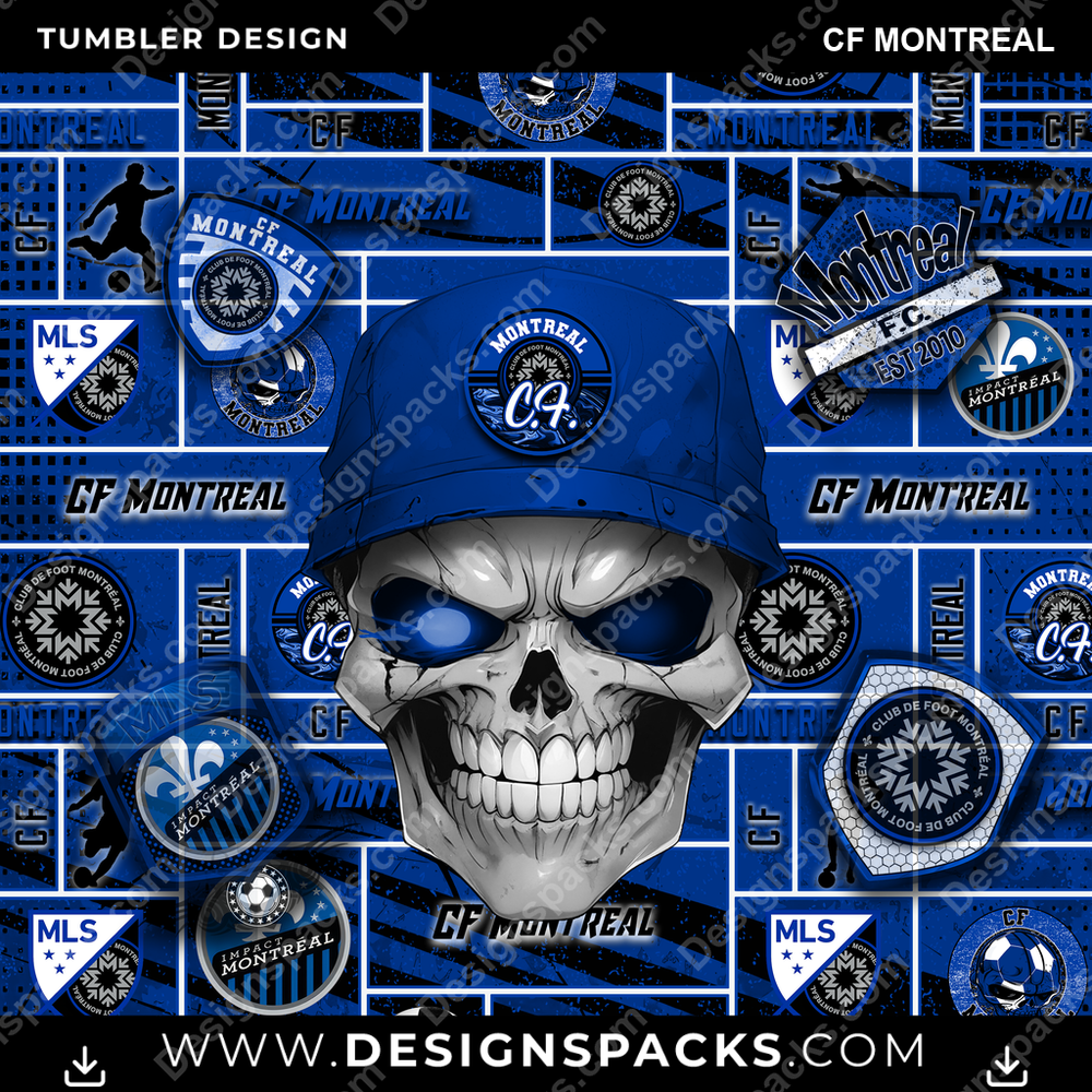 Soccer UK Skull CF Montreal Tumbler Digital Wrap Design
