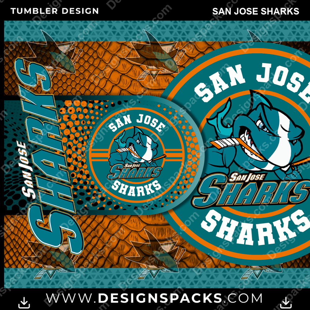 Hockey Hyper San Jose Sharks Tumbler Digital Wrap Design