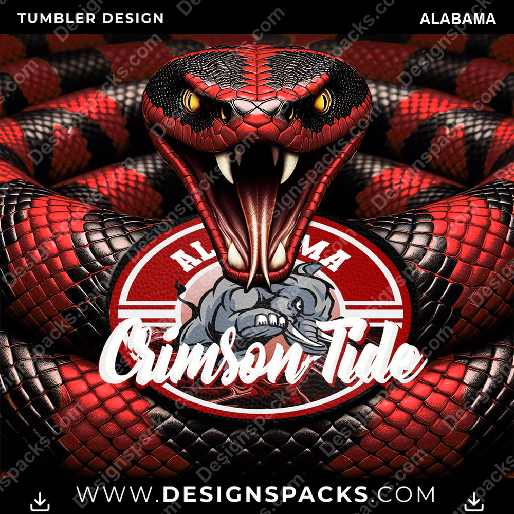 College Sport Rattle Snake Alabama NCAA College Sport Tumbler Digital Wrap Design Download