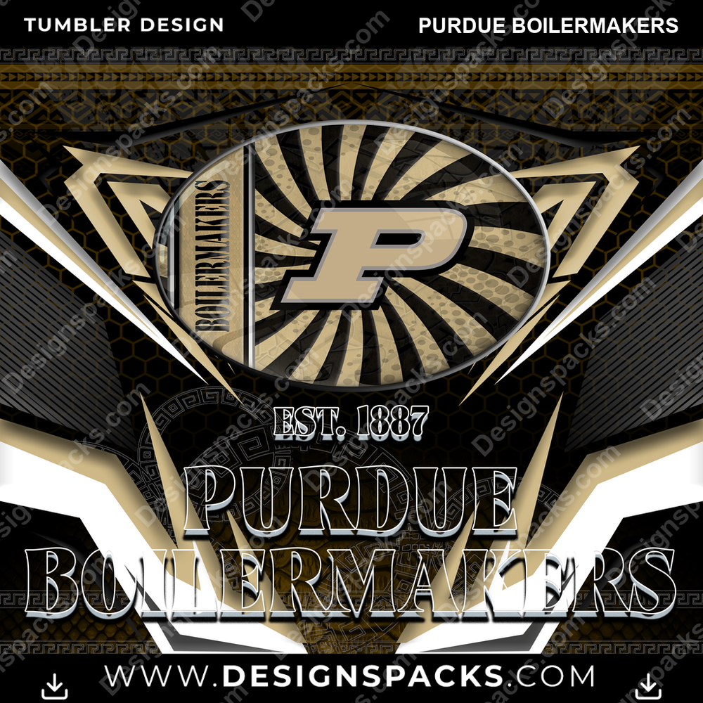 College Sport Tribal Purdue Boilermakers NCAA College Sport Tumbler Digital Wrap Design Download