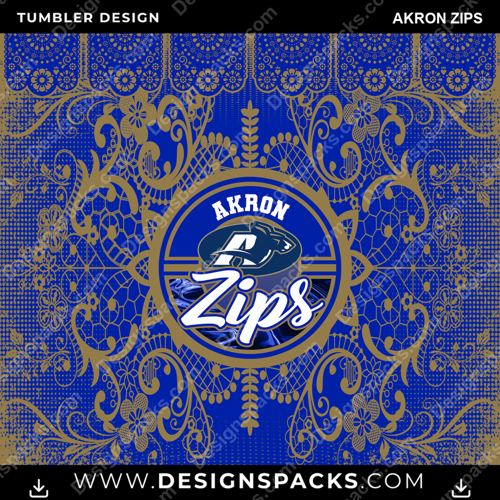 College Sport Lace & Logo Akron Zips NCAA College Sport Tumbler Digital Wrap Design Download