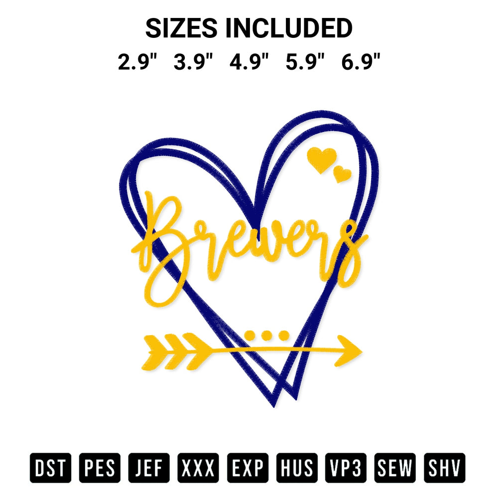 Download the Milwaukee Brewers Heart Embroidery Design machine embroidery design exclusively at Designspacks.com. Premium digitized pattern for apparel and DIY crafts. Available sizes: 2.9", 3.9", 4.9", 5.9", 6.9".