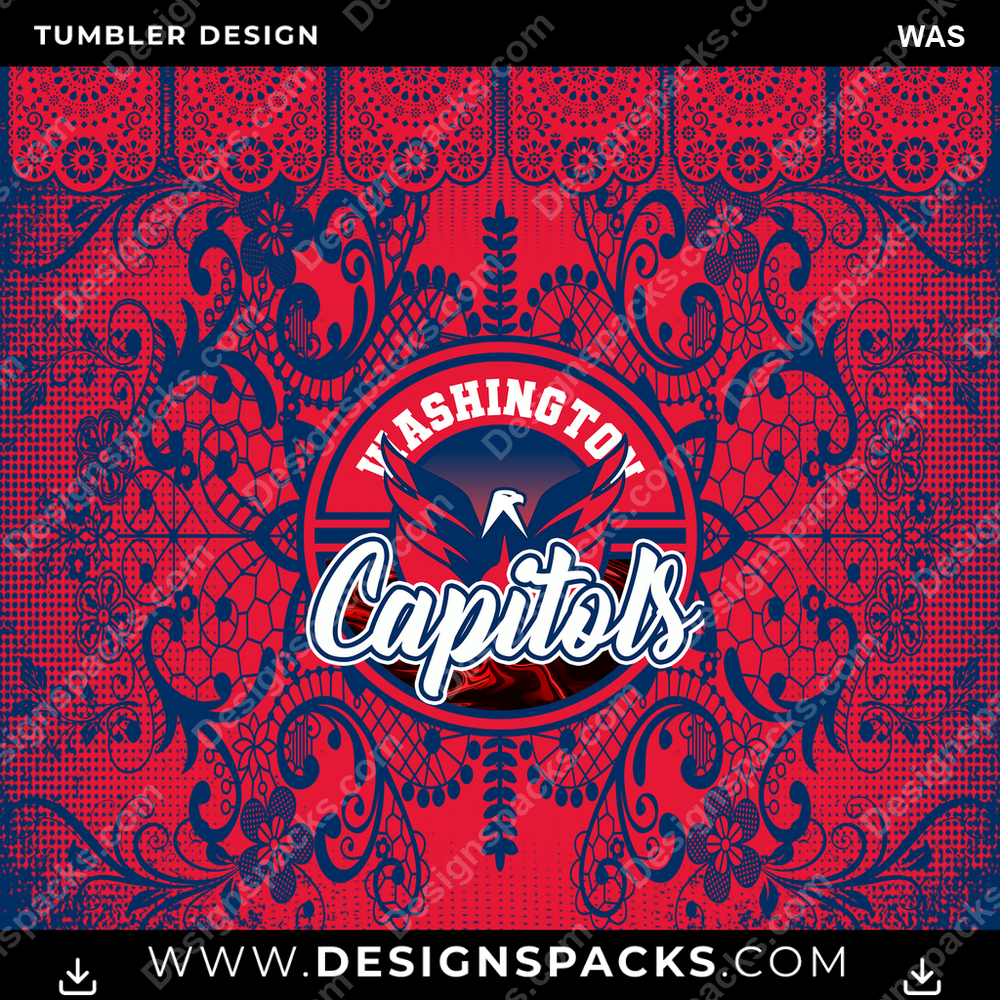 Ice Hockey Lace & Logos WAS Tumbler Digital Wrap Design