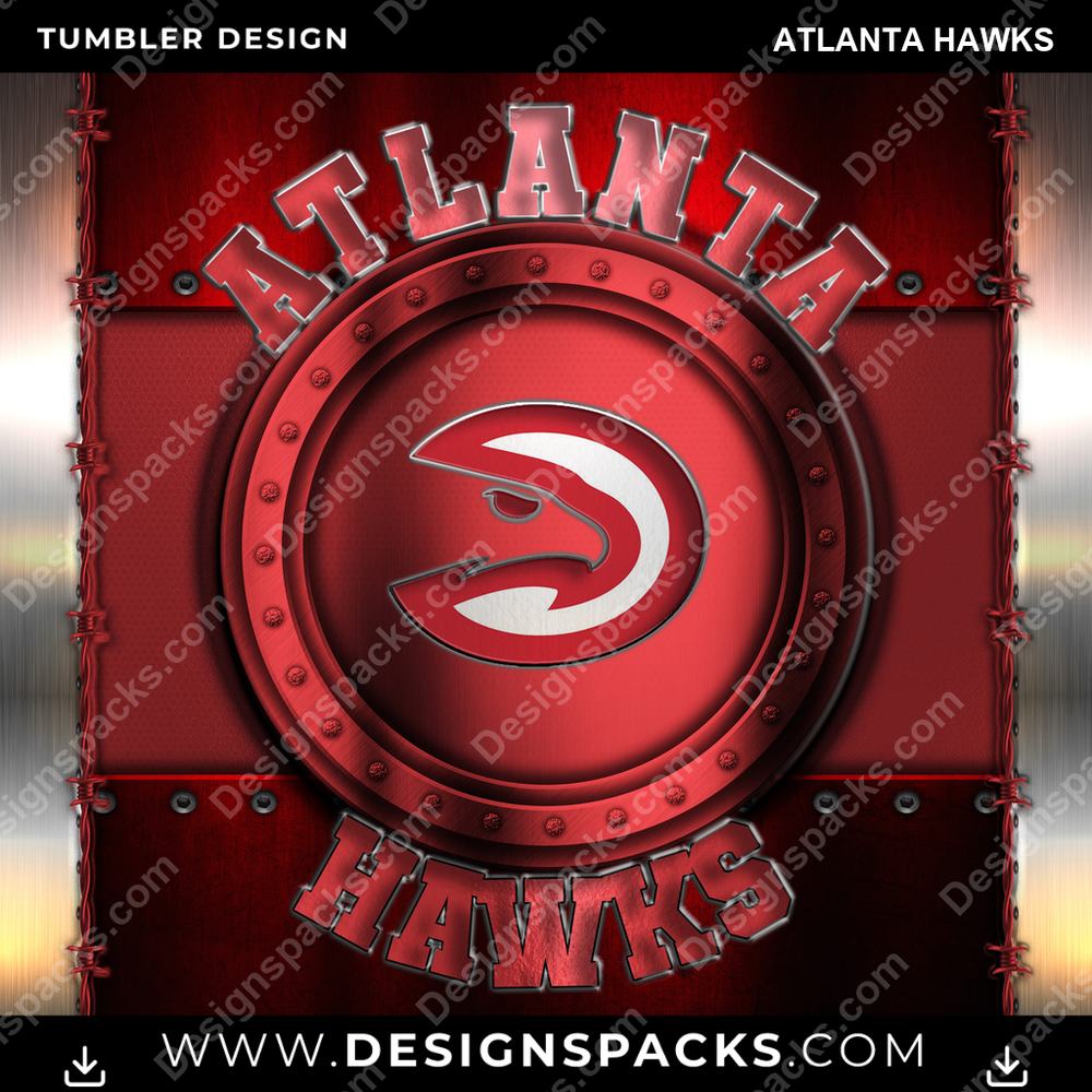 Basketball Metal Atlanta Hawks Tumbler Digital Wrap Design