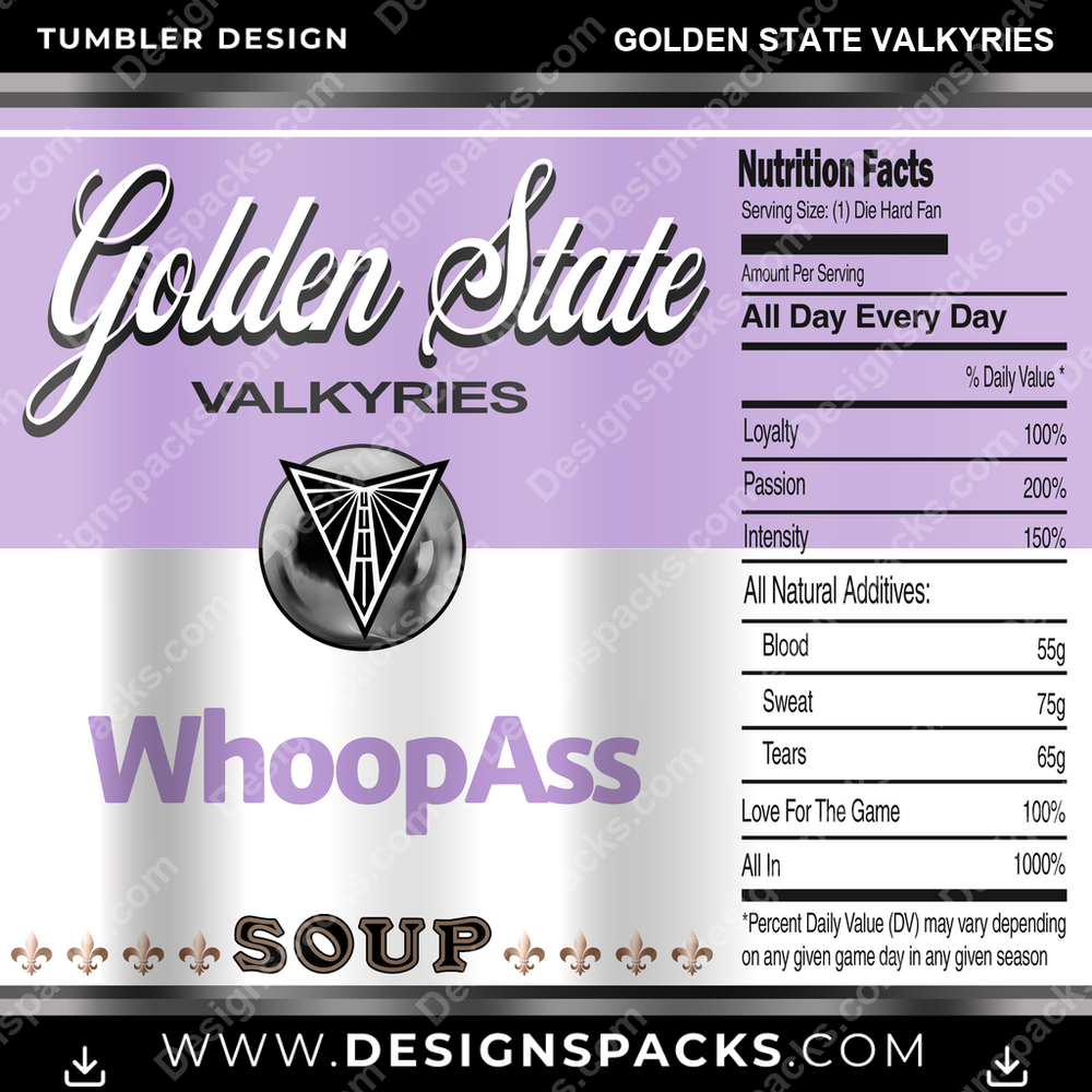 Basketball Soup Can Golden State Valkyries Tumbler Digital Wrap Design