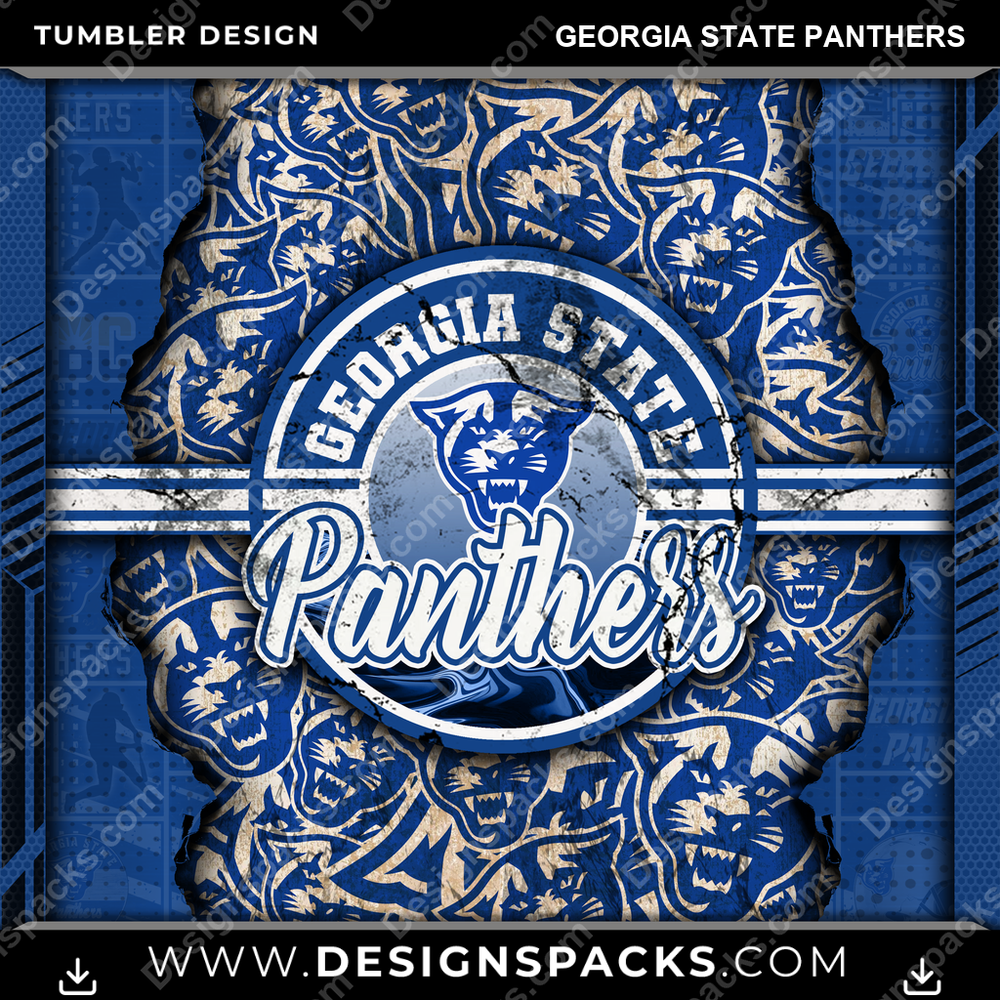 College Sport Ripped Georgia State Panthers NCAA College Sport Tumbler Digital Wrap Design Download