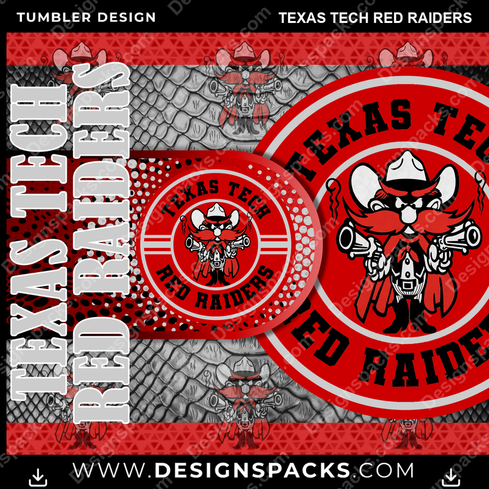 College Sport Hyper Texas Tech Red Raiders Tumbler Digital Wrap Design