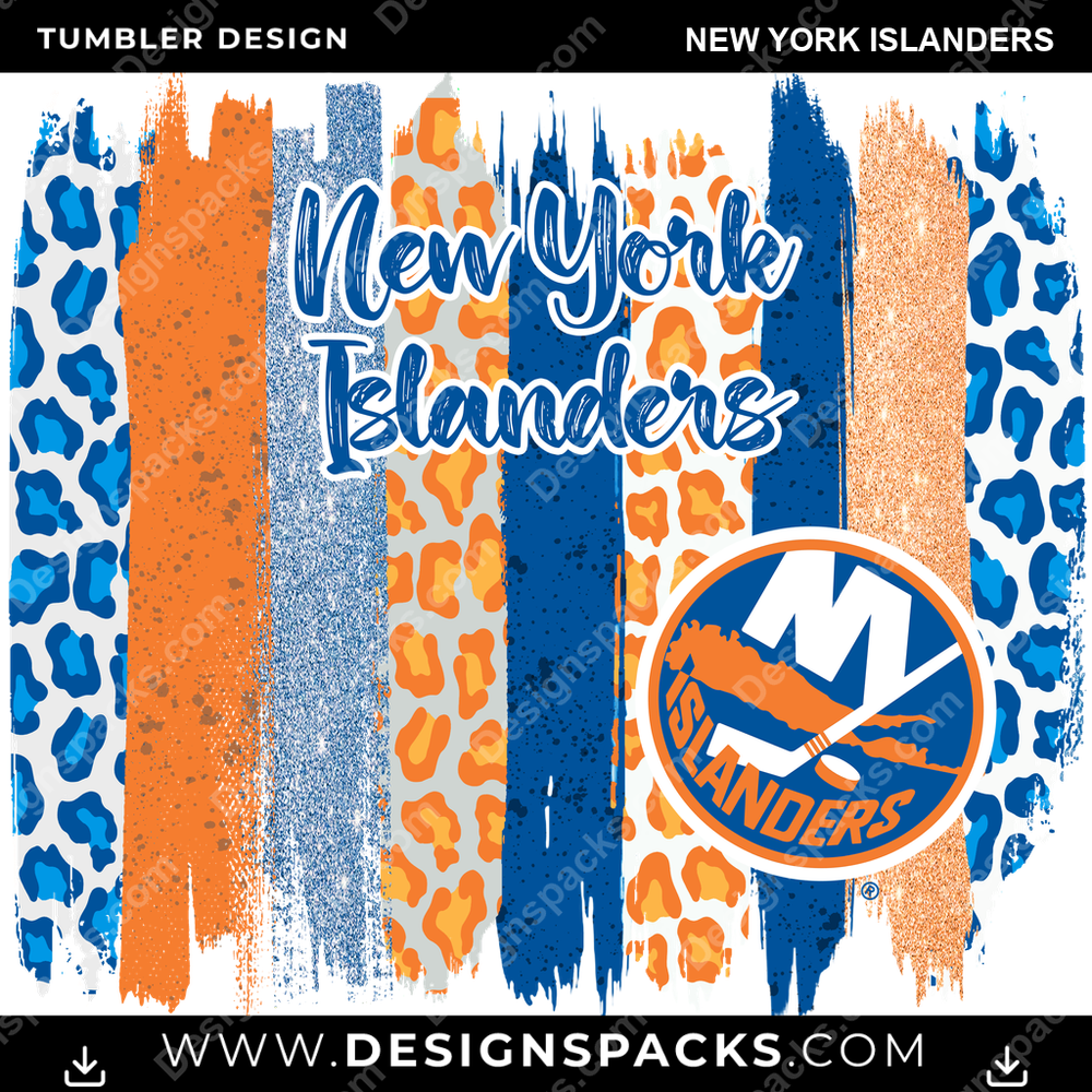 Hockey Brush Strokes New York Islanders NHL Hockey Tumbler Digital Wrap Design Download
