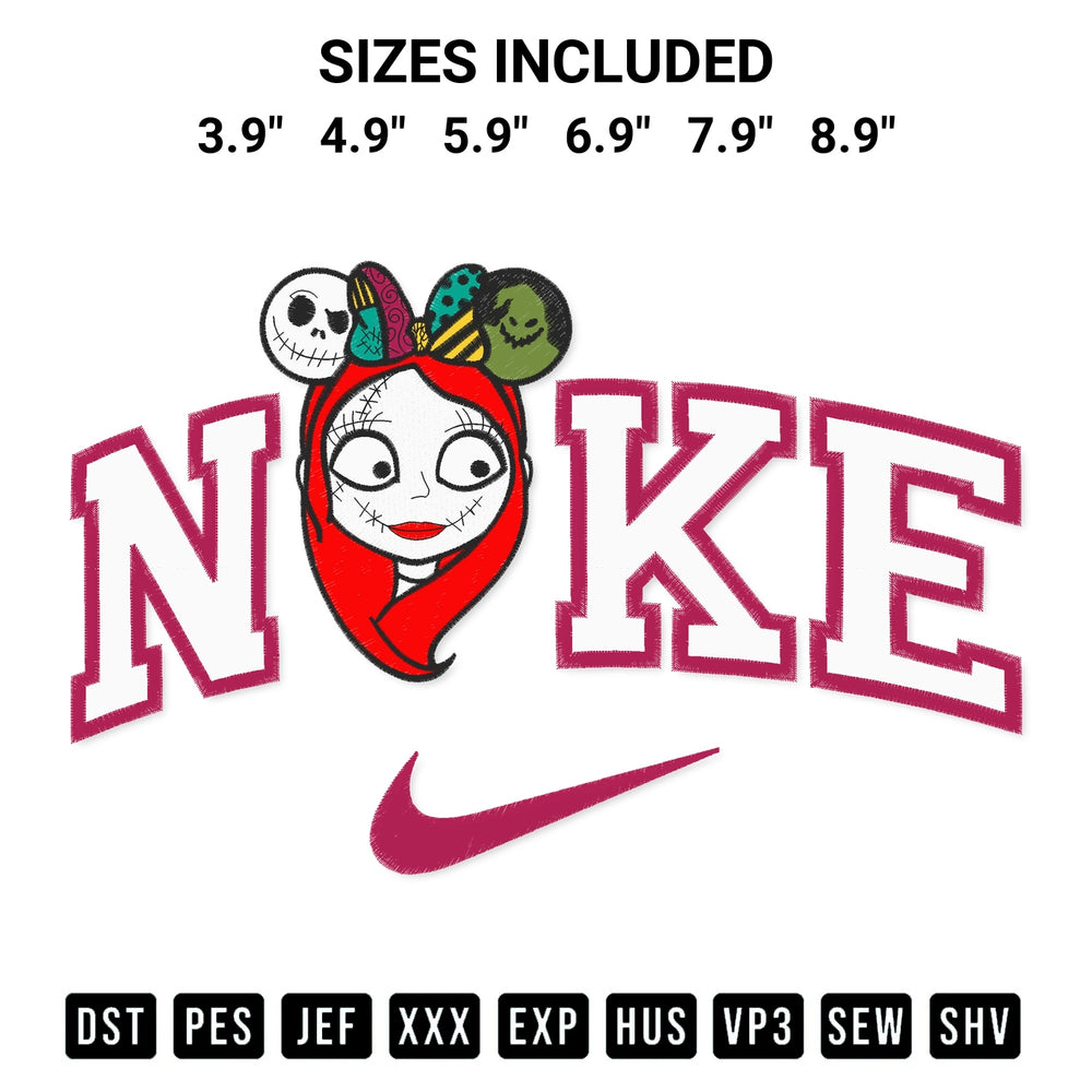 Download the Nike X Sally Halloween Embroidery Design machine embroidery design exclusively at Designspacks.com. Premium digitized pattern for apparel and DIY crafts. Available sizes: 3.9", 4.9", 5.9", 6.9", 7.9", 8.9".