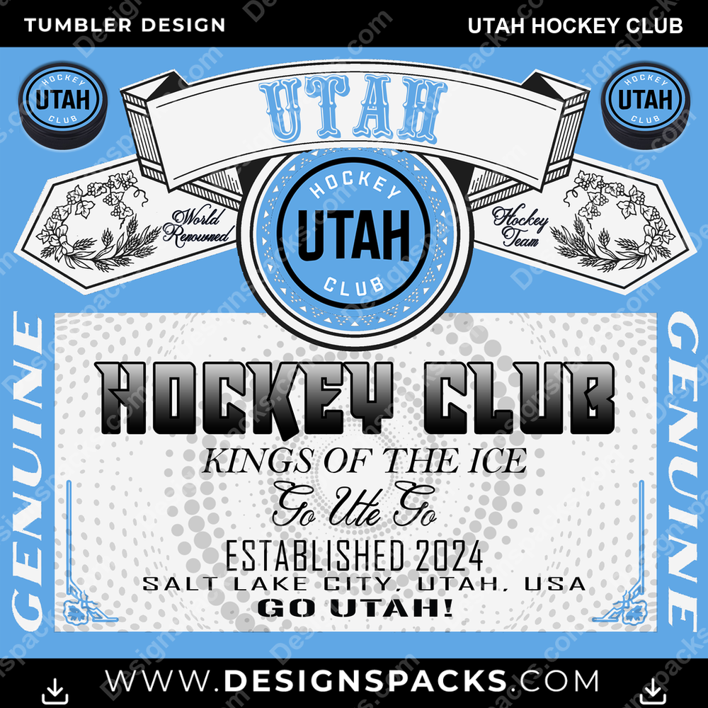 Hockey Budweiser Utah Club Tumbler Digital Wrap Design