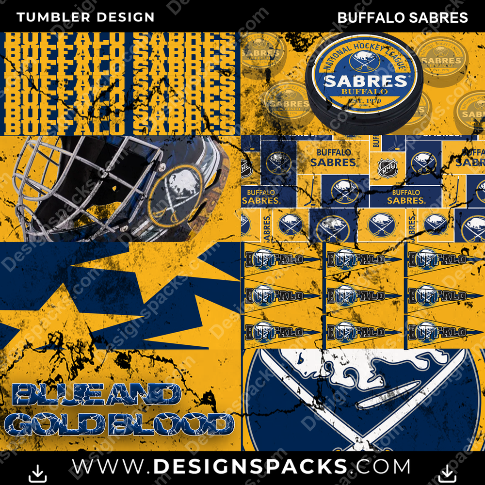 Hockey Distressed BG Buffalo Sabres Tumbler Digital Wrap Design