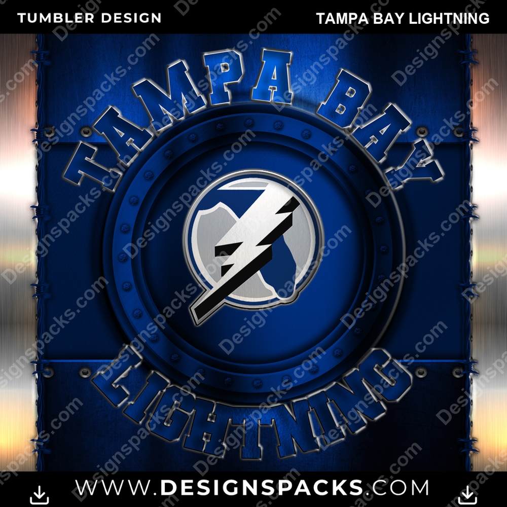 Ice Hockey Metal Tampa Bay Lightning Tumbler Digital Wrap Design
