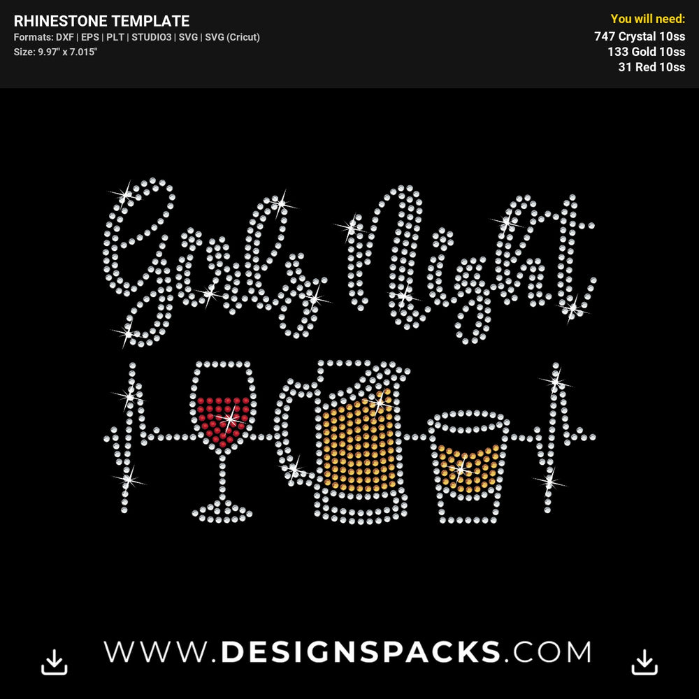 Girls Night Out Party Rhinestone Digital Template