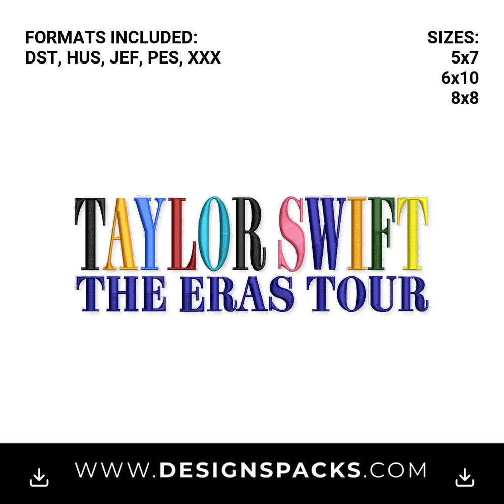 Taylor Swift The Eras Tour Logo Embroidery Design - Instant digital download pattern at Designspacks.com