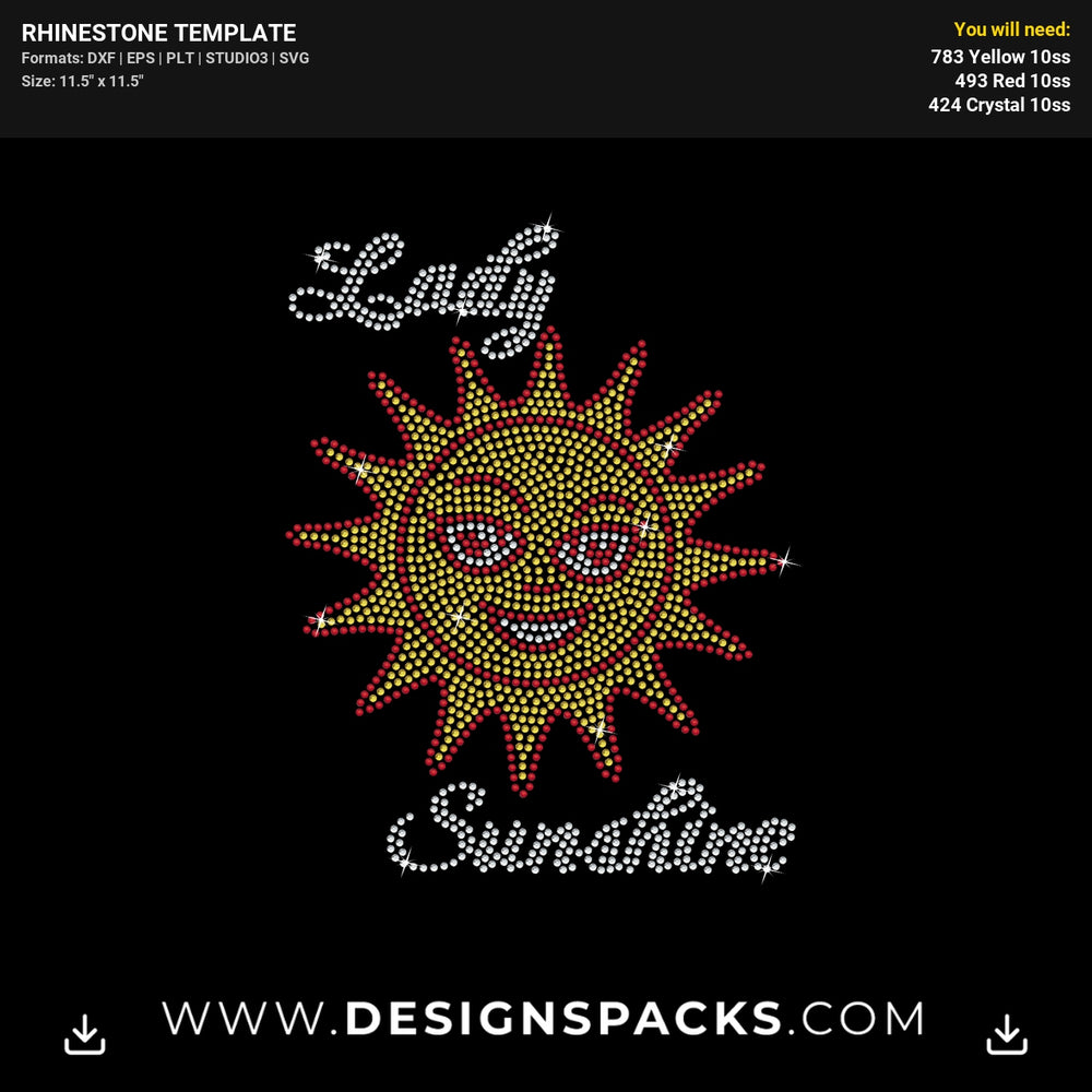 Lady Sunshine Sun Rhinestone Digital Template