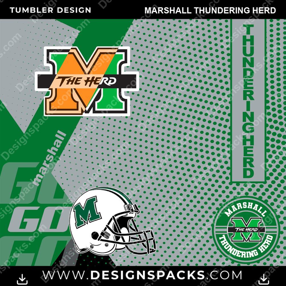 College Sport GO Marshall Thundering Herd Tumbler Digital Wrap Design