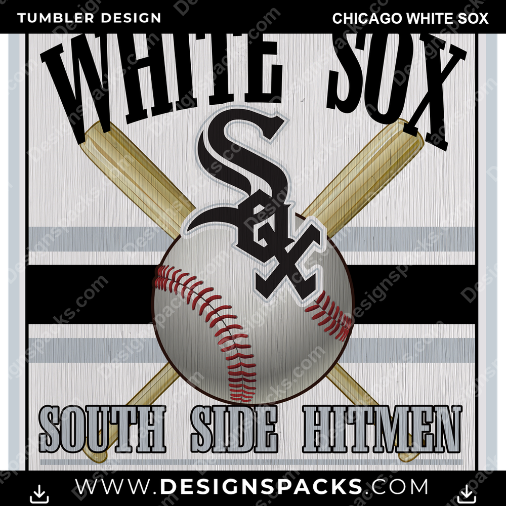 Baseball Vintage Wood Logo Chicago White Sox MLB Baseball Tumbler Digital Wrap Design Download