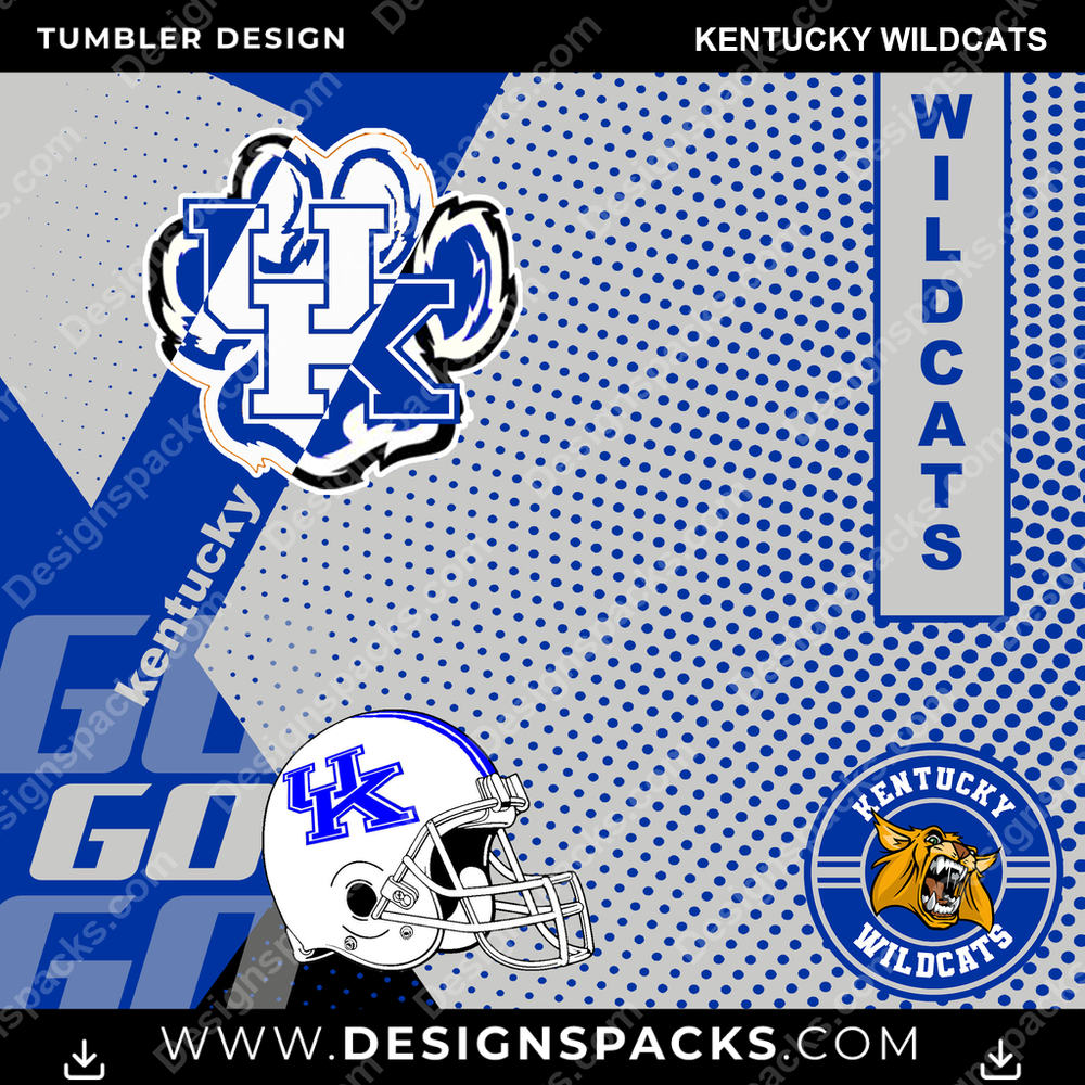 College Sport GO Kentucky Wildcats NCAA College Sport Tumbler Digital Wrap Design Download