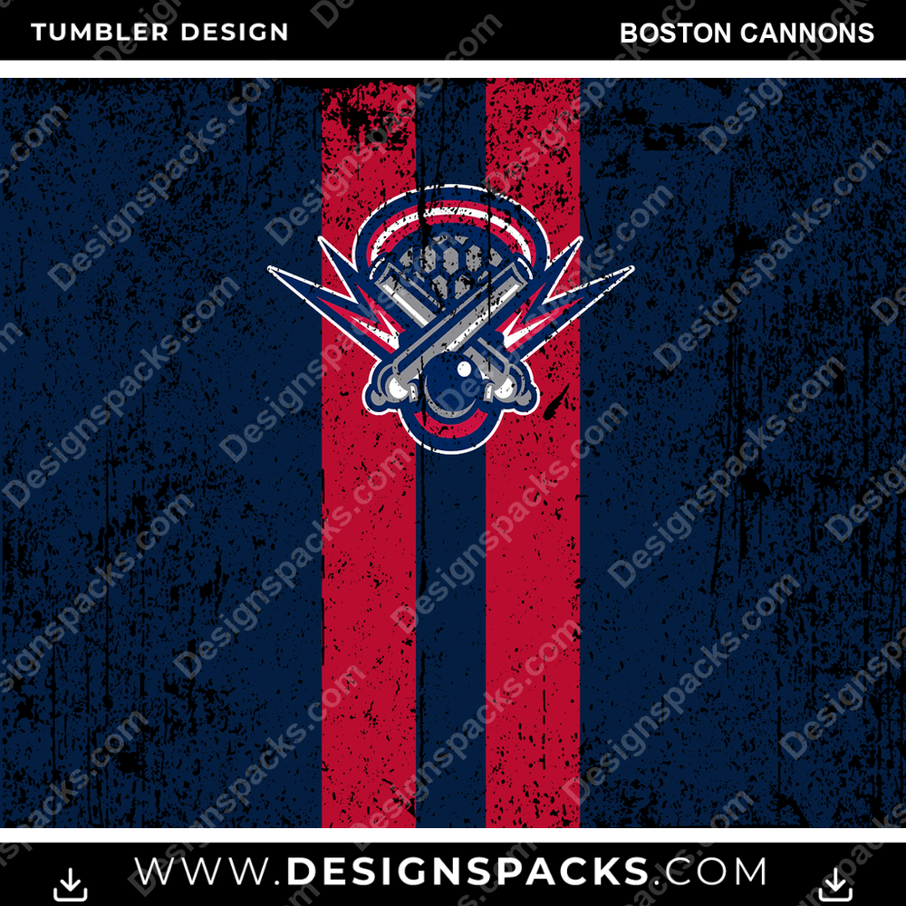 Lacrosse Grunge Style Boston Cannons Tumbler Digital Wrap Design