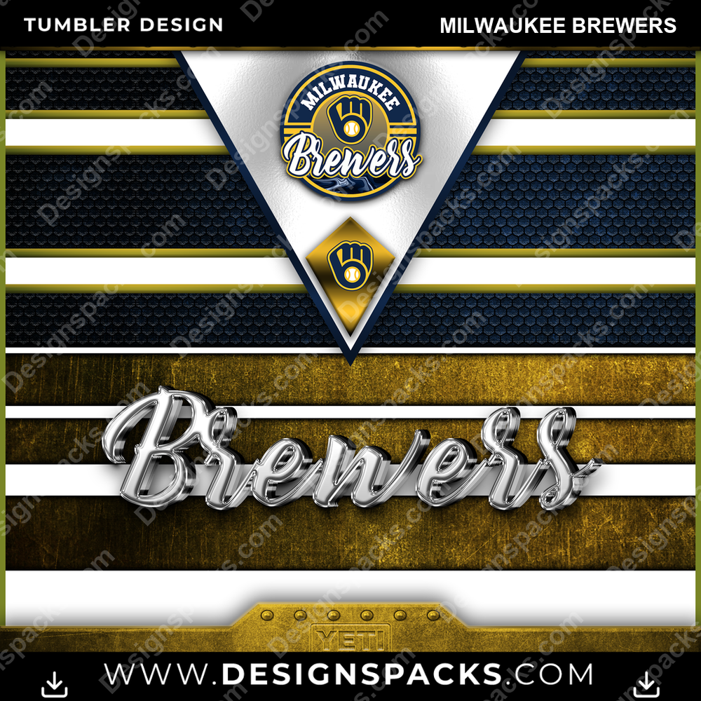 Baseball YETI Milwaukee Brewers Tumbler Digital Wrap Design