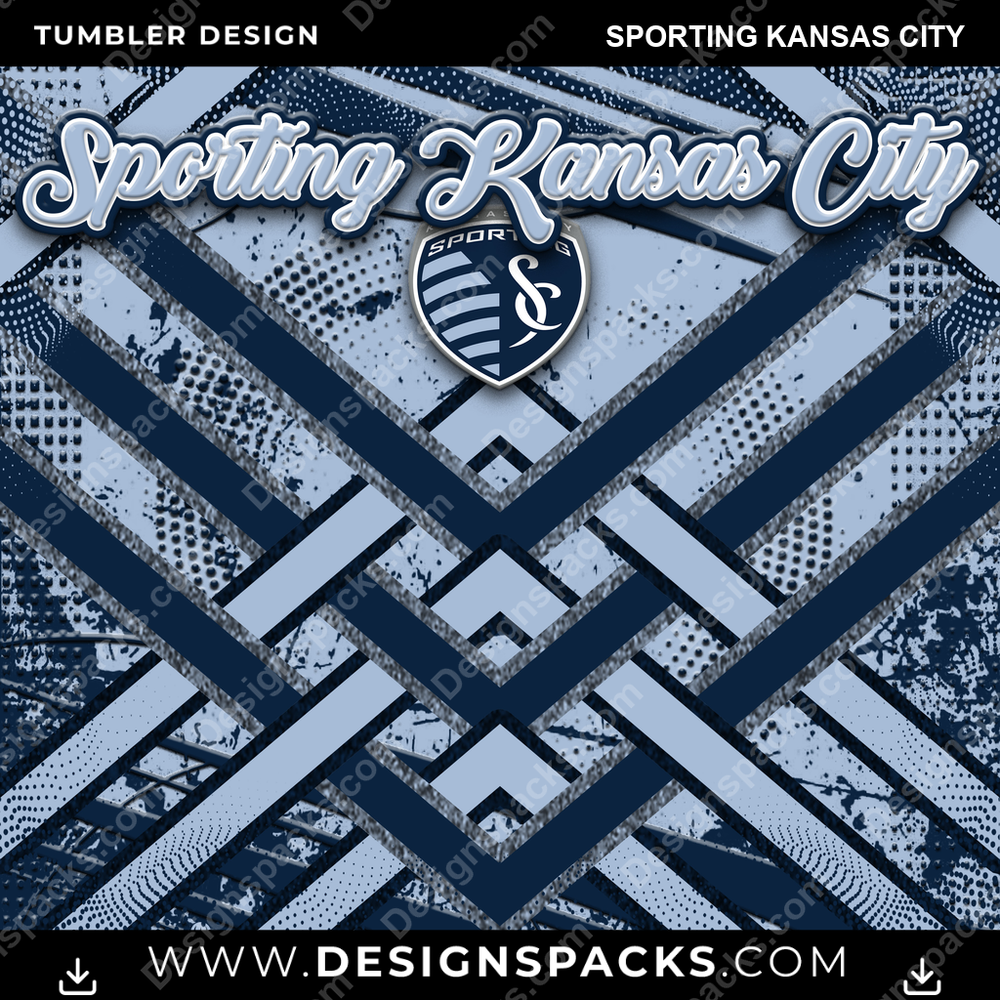 US Soccer Glitter Stripe Sporting Kansas City Tumbler Digital Wrap Design Download
