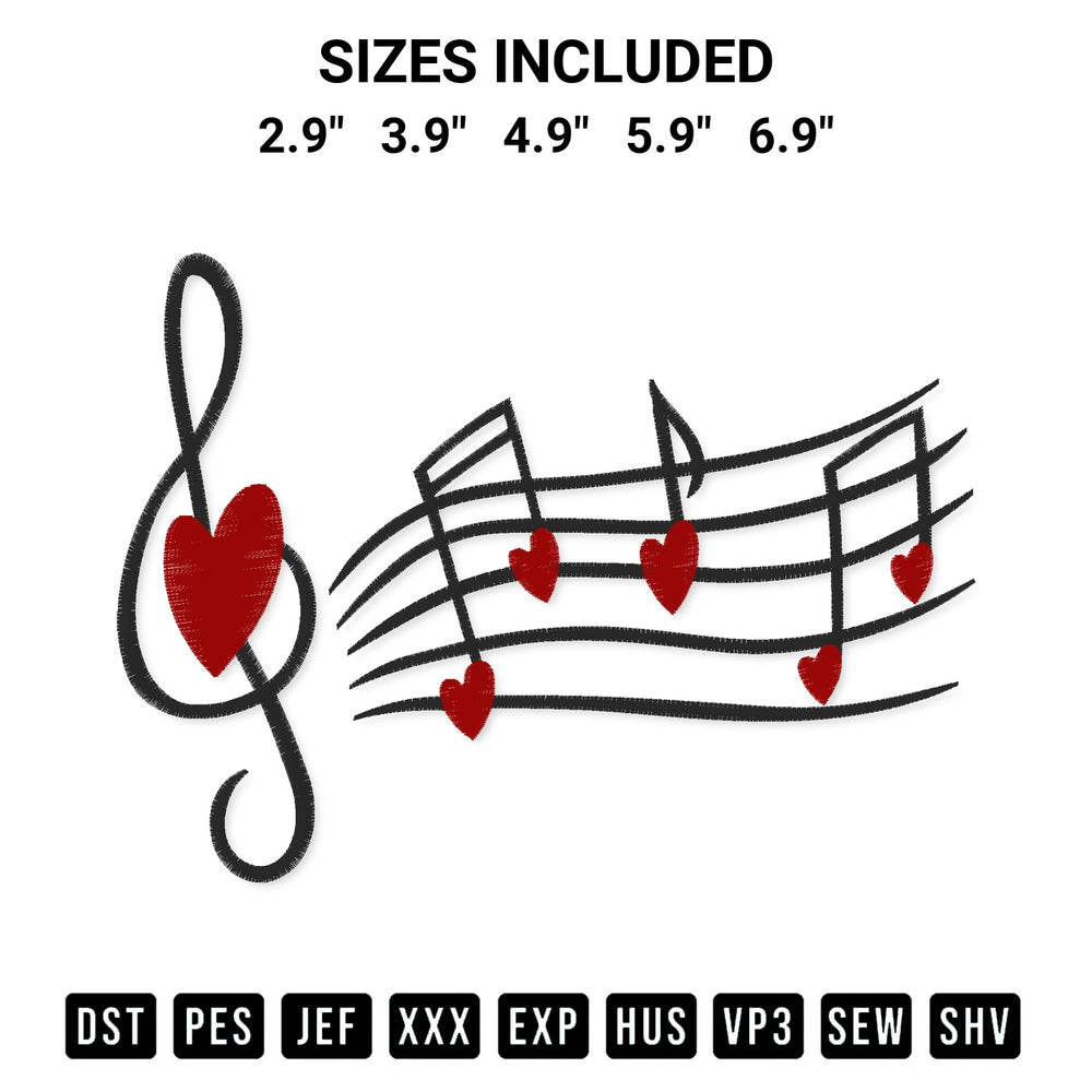 Looking for the perfect pattern? Download the Musical Notes And Hearts Embroidery Design embroidery design today at Designspacks.com. Crisp, clean stitching guaranteed. Available sizes: 2.9", 3.9", 4.9", 5.9", 6.9".