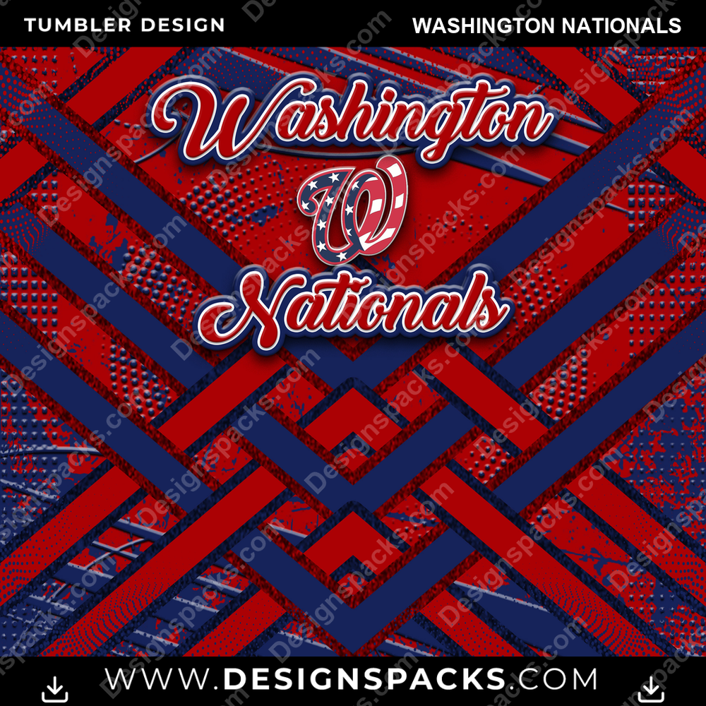 Baseball Glitter Stripe Washington Nationals Tumbler Digital Wrap Design