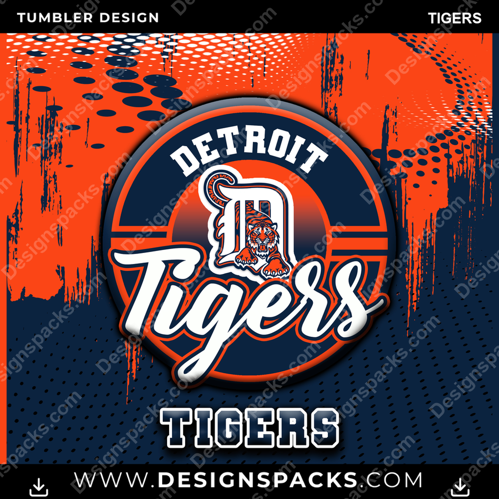 Baseball Dot Logo Tigers Tumbler Digital Wrap Design