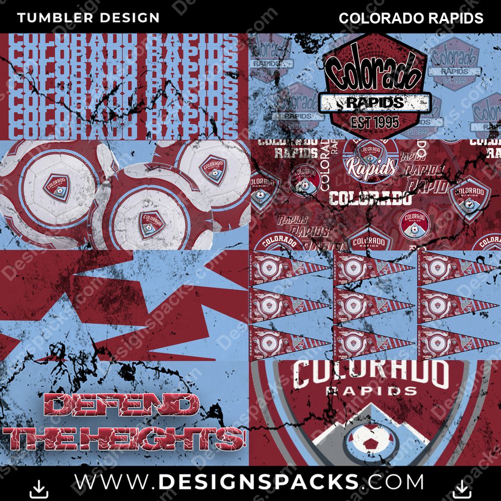 Soccer Distressed BG Colorado Rapids Tumbler Digital Wrap Design