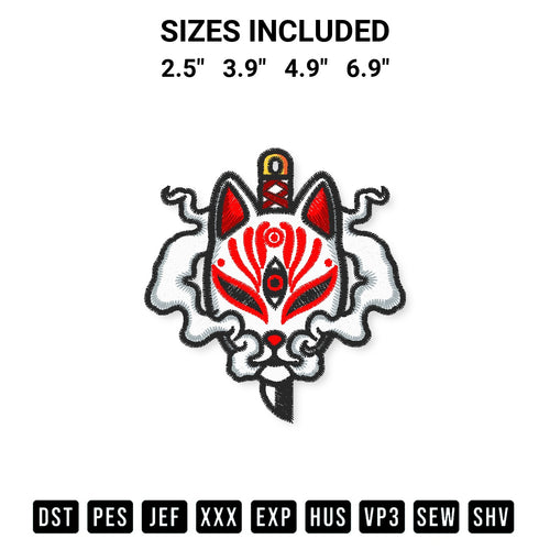 Looking for the perfect pattern? Download the Sakura Sword With Kitsune Mask Embroidery Design embroidery design today at Designspacks.com. Crisp, clean stitching guaranteed. Available sizes: 2.5