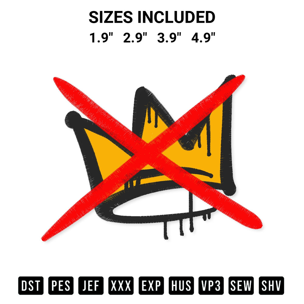 Stitch like a pro with the No Kings Crown Embroidery Design embroidery pattern from Designspacks.com. High-quality digital machine embroidery file. Available sizes: 1.9", 2.9", 3.9", 4.9".