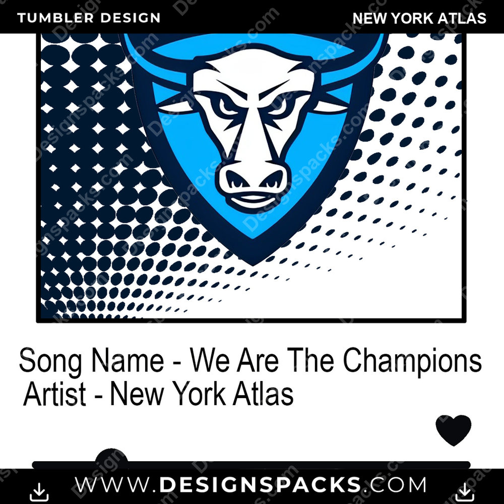 Lacrosse Playlist New York Atlas PLL Lacrosse Tumbler Digital Wrap Design Download