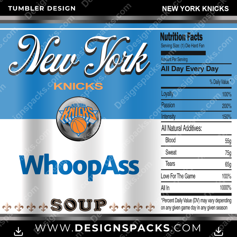 Basketball Soup Can New York Knicks Tumbler Digital Wrap Design
