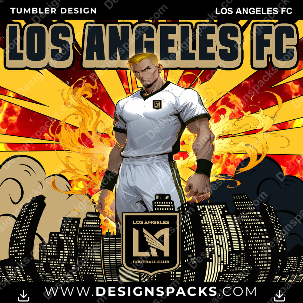 US Soccer Comic Cover Los Angeles FC Tumbler Digital Wrap Design