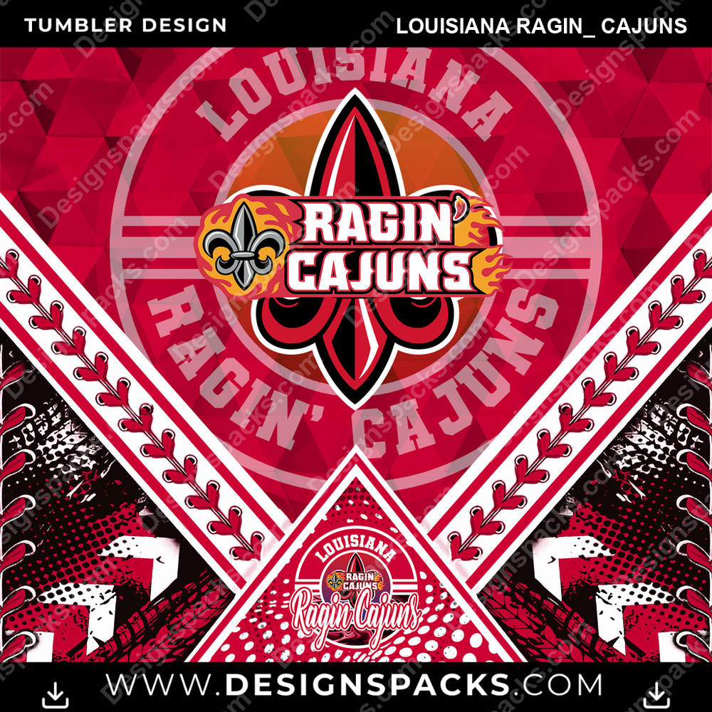 College Sport Diamond Louisiana Ragin_ Cajuns Tumbler Digital Wrap Design