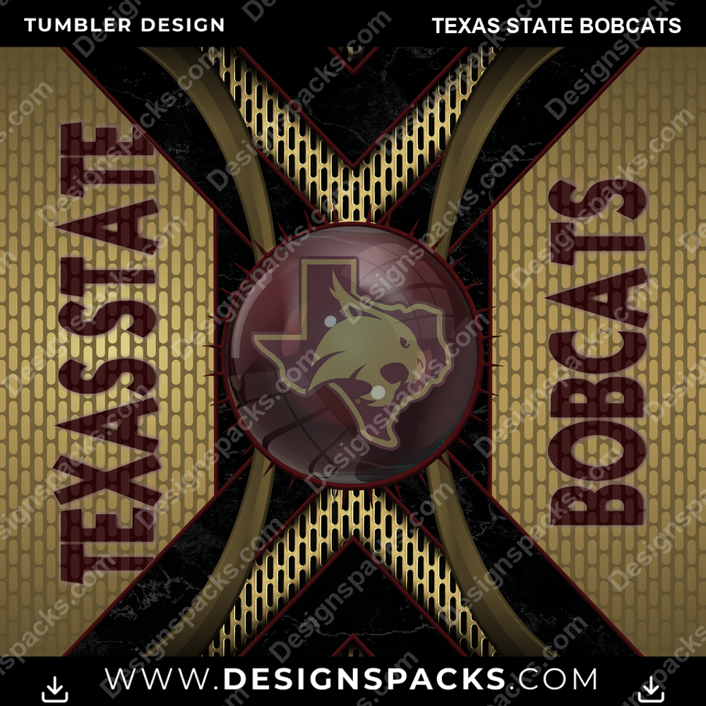 College Sport Metal Grating Texas State Bobcats NCAA College Sport Tumbler Digital Wrap Design Download
