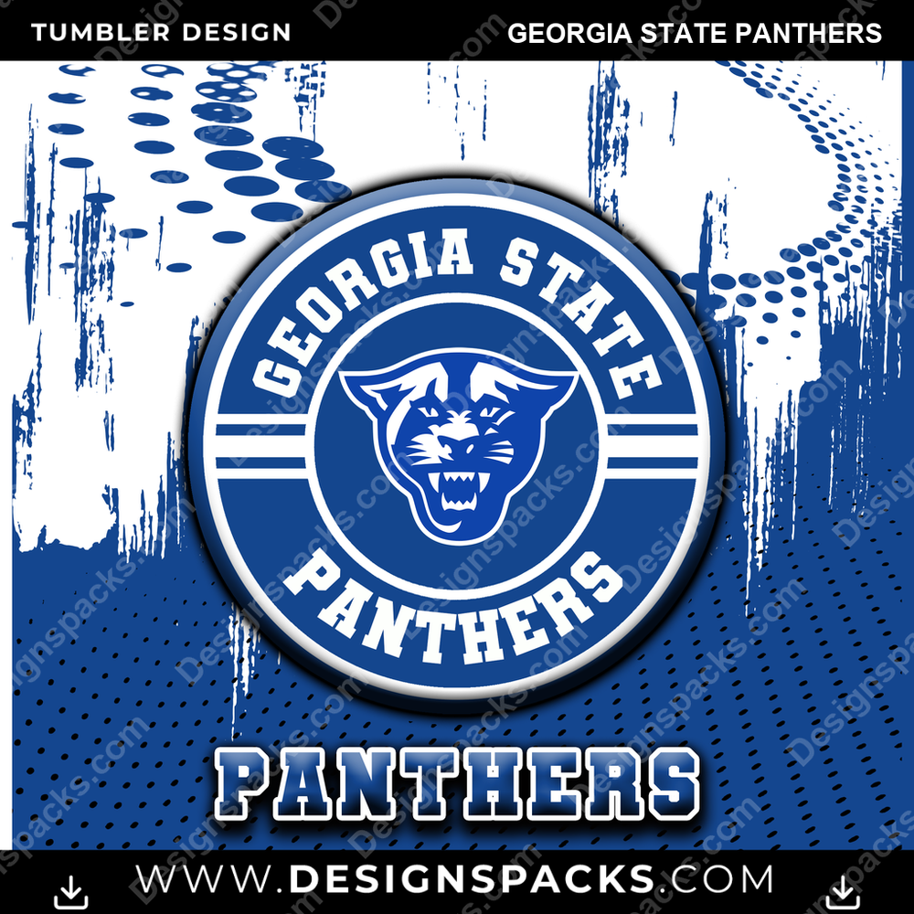 College Sport Dot Logo Georgia State Panthers Tumbler Digital Wrap Design