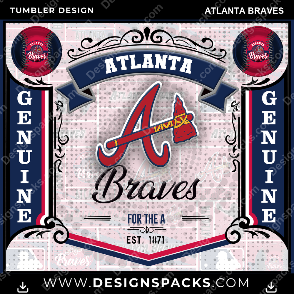 Baseball Bud Atlanta Braves Tumbler Digital Wrap Design