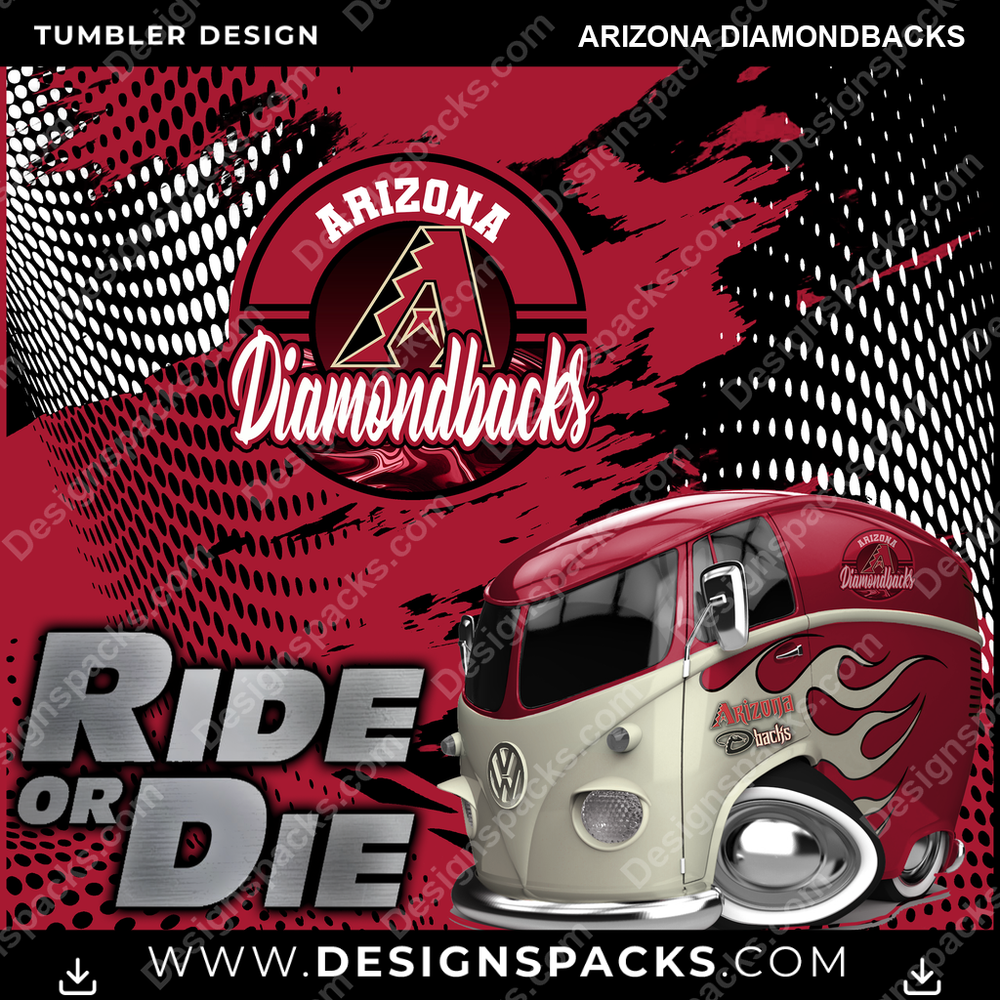 Baseball Ride or Die Arizona Diamondbacks Tumbler Digital Wrap Design