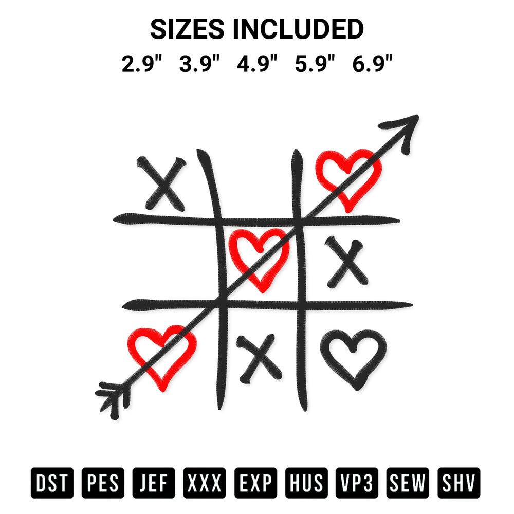Transform your fabrics with the Tic Tac Toe Valentines Day Embroidery Design embroidery design. Instant access to premium digitized patterns at Designspacks.com. Available sizes: 2.9", 3.9", 4.9", 5.9", 6.9".