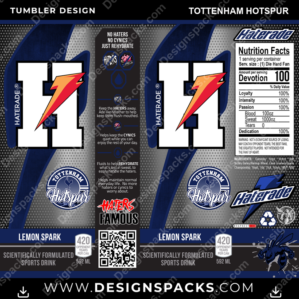 Soccer UK Haterade Tottenham Hotspur Tumbler Digital Wrap Design