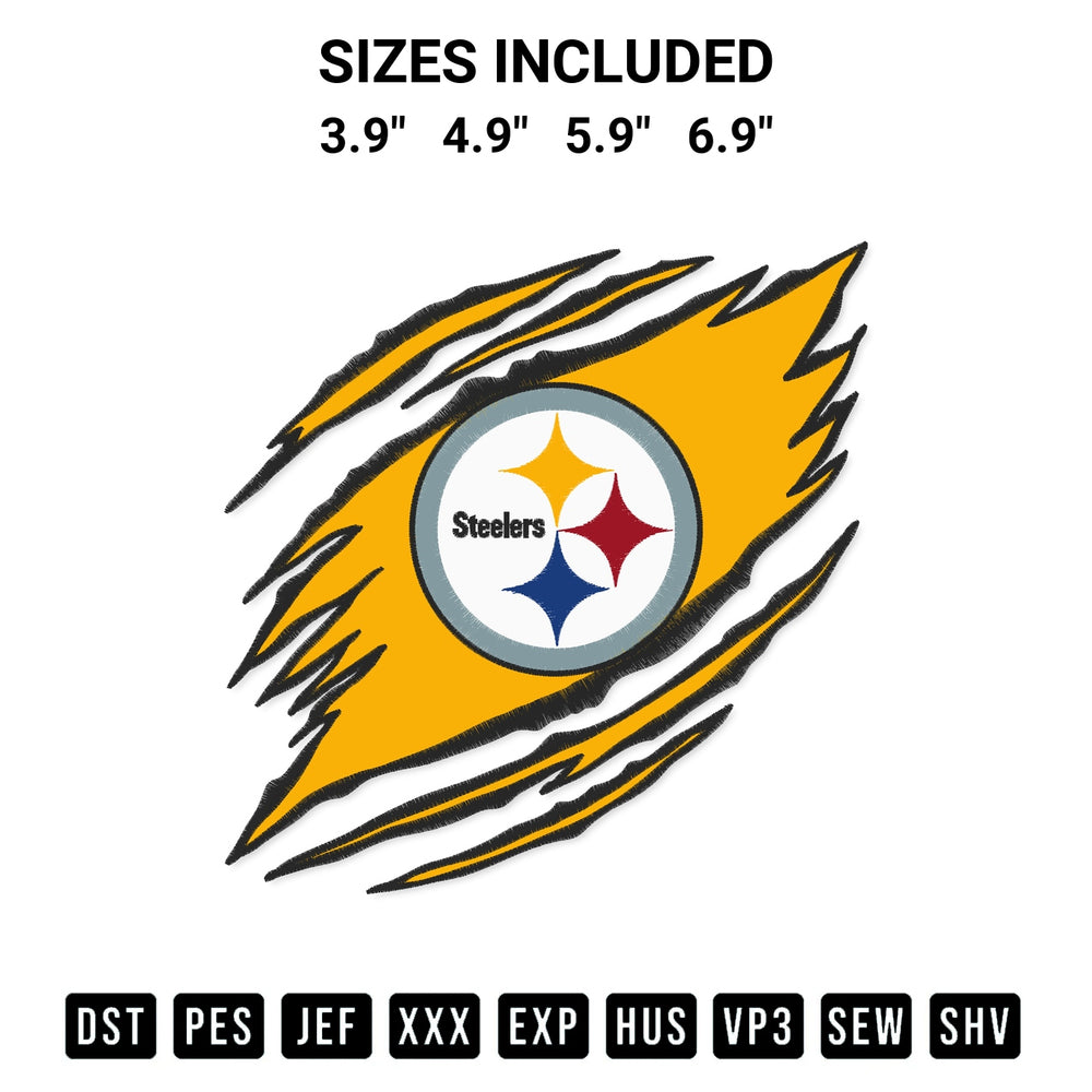 Looking for the perfect pattern? Download the Pittsburgh Steelers Claw Embroidery Design embroidery design today at Designspacks.com. Crisp, clean stitching guaranteed. Available sizes: 3.9", 4.9", 5.9", 6.9".