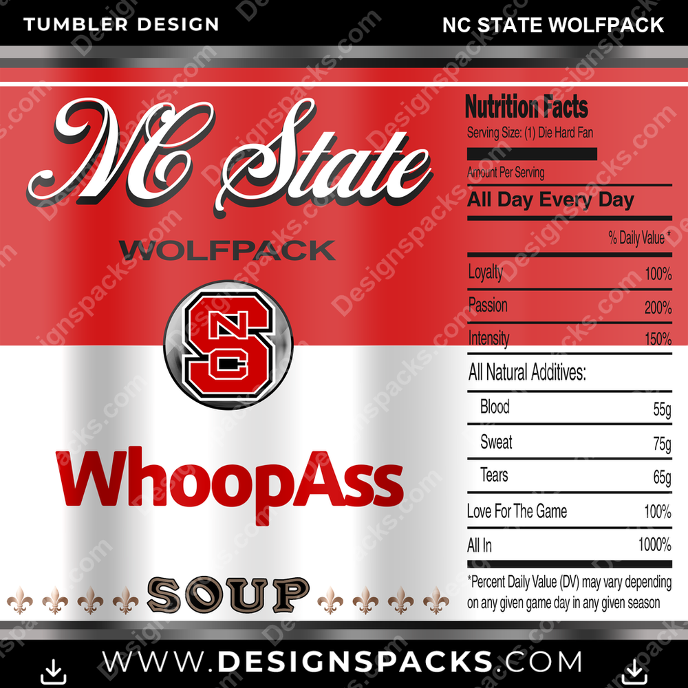 College Sport Soup Can Nc State Wolfpack Tumbler Digital Wrap Design