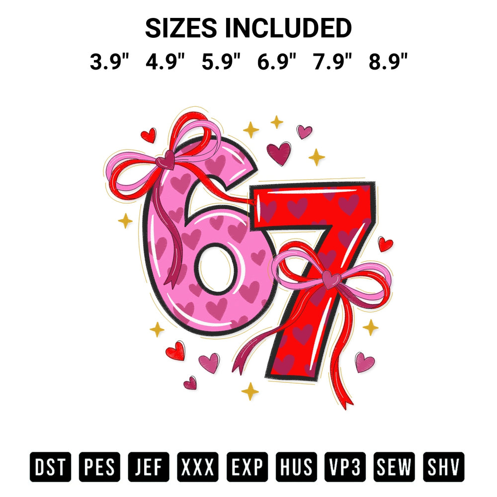 Add a unique touch to your apparel with the Coquette Valentine 6 7 Embroidery Design embroidery file. Premium instant download available now on Designspacks.com. Available sizes: 3.9", 4.9", 5.9", 6.9", 7.9", 8.9".